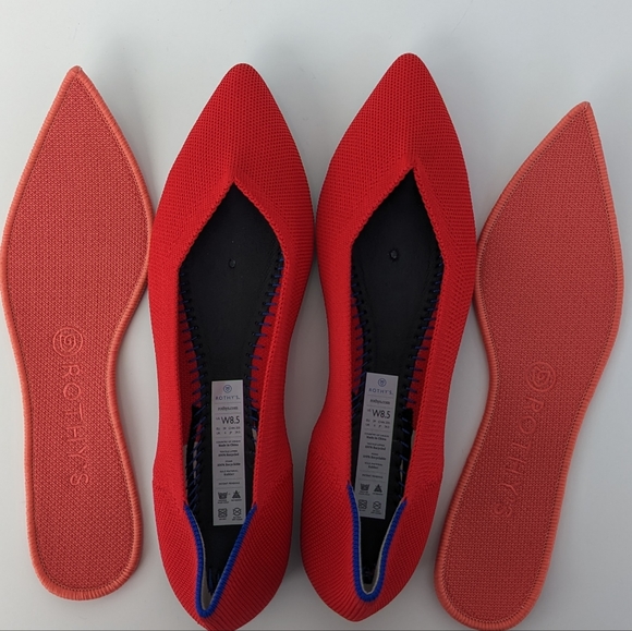 ♥️NWOT Rothy's The Point Flame Red Woman's Flat Shoes♥️ - Picture 8 of 16